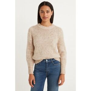 Madewell Pink Marled Puff Sleeve Wool Blend Chunky Knit Sweater Small